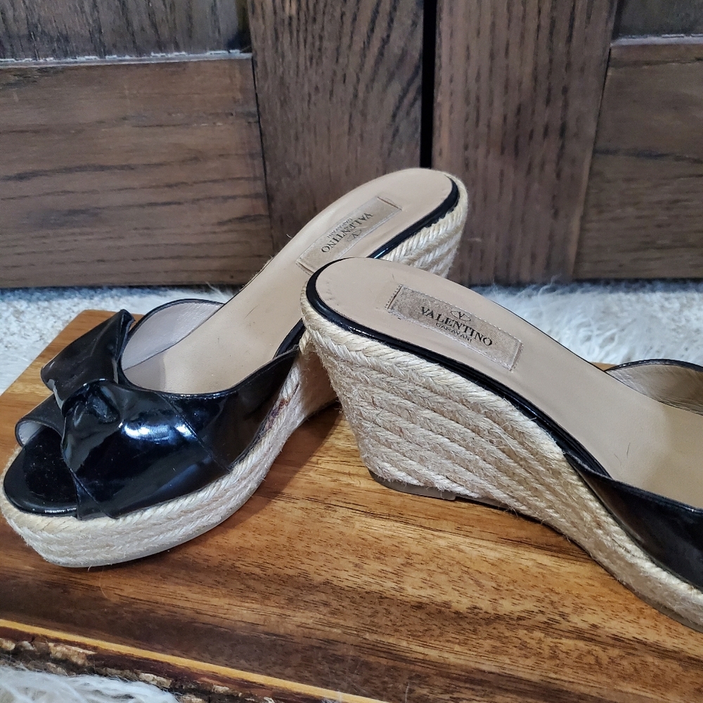 Valentino Black Espadrille Wedge Sandals - Picture 5 of 6